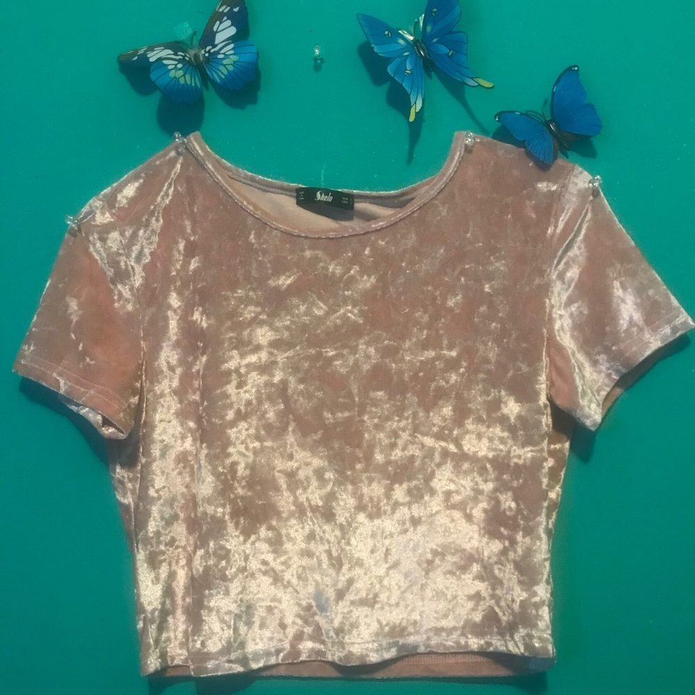 Pink Velvet slim fit crop tee - Picture 3 of 7
